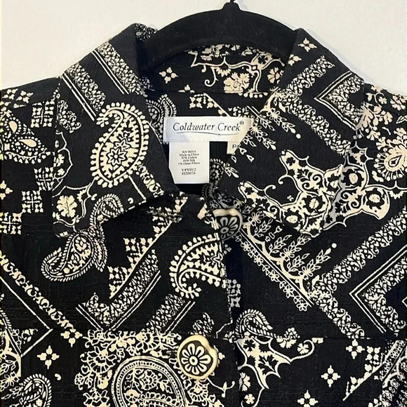 Coldwater Creek | Silk & Cotton paisley floral blazer jacket Women’s size PM M - Picture 2 of 8